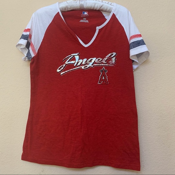✅ Genuine Merchandise Red ANGELS Baseball Shirt - Picture 1 of 8